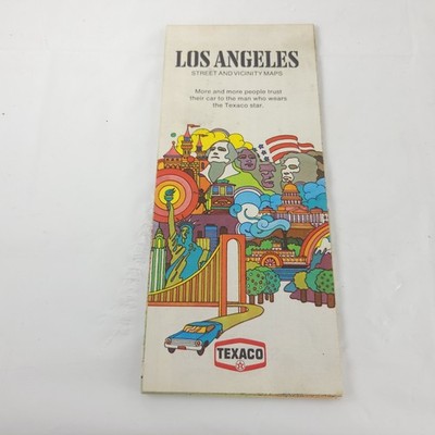 Vintage Texaco Los Angeles Street And Vicinity Maps Psychedelic Pop Art Cover