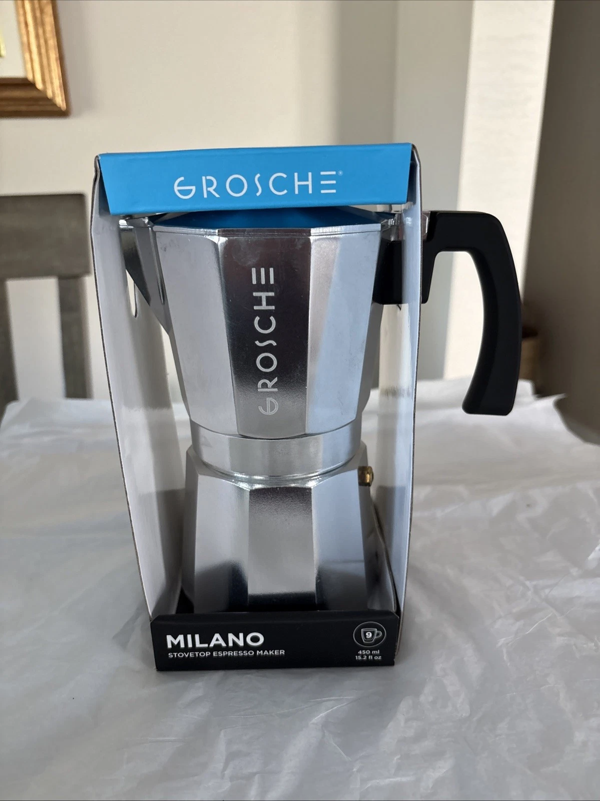 GROSCHE Milano Stovetop Espresso Maker Pot 9 Cups 450ml NEW