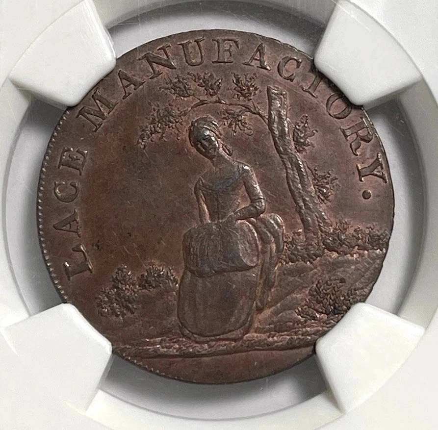 T*a様 1794年英国ケント州ランバーハースト ハーフペニー・トークン﻿銅貨 1794 NGC MS63BN Halfpenny Token Lace Manufactory Leighton