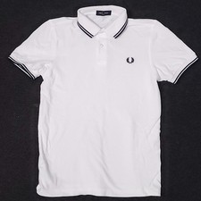 Polo Fred Perry uomo piccola bianca doppia punta manica corta piqué cotone logo
