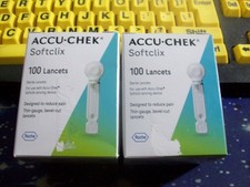 200 ACCU-CHEK SOFTCLIX LANCETS,2 X 100, THIN GAUGE, SEALED BOXES, EXP 2 6-29
