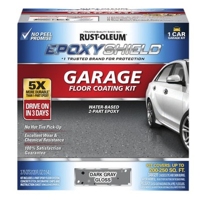Rust-Oleum EpoxyShield 1-Car Garage Floor Coating Kit, Dark Gray, Gloss, Model#