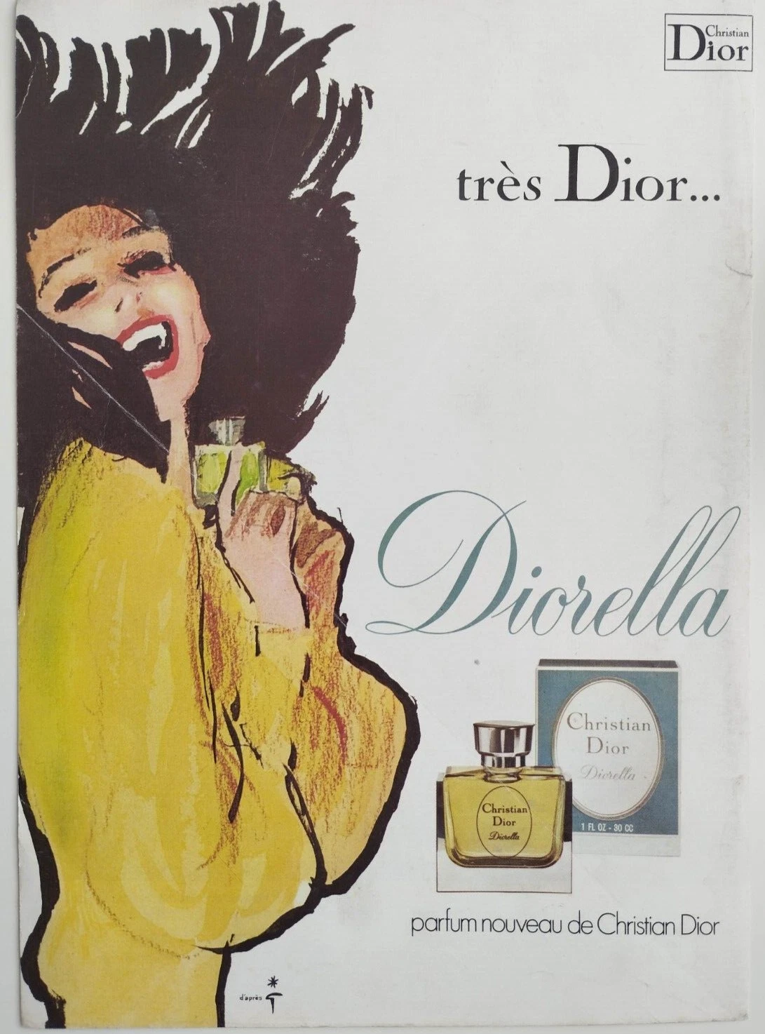 rare publicité vintage imprimée !! Parfum René GRUAU Christian Dior Diorella pour femme