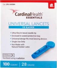 Cardinal Health Essentials Lancets 28 Gauge 200 Count Pack of 2 Exp. 08/01/2025