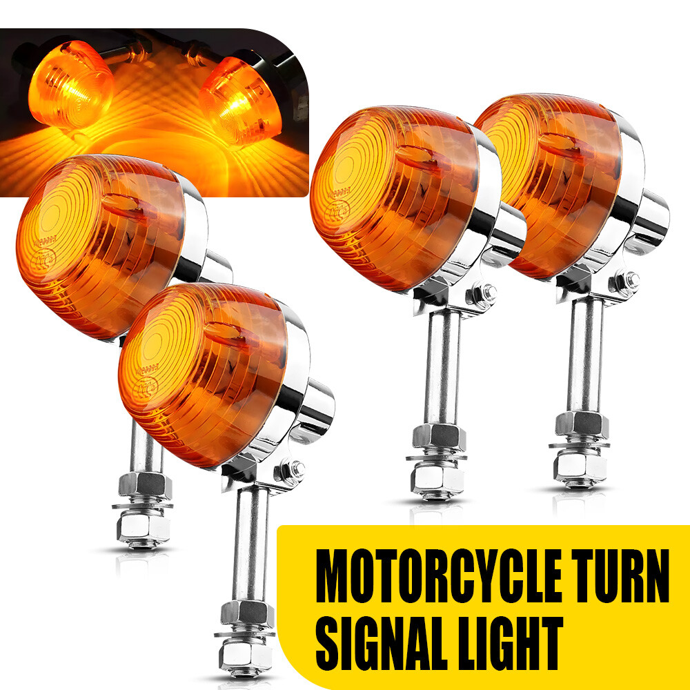 4 10mm Holes 12V Motorcycle Indicator Blinker Signal Turn Tail Light Amber Metal