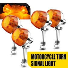 4 10mm Holes 12V Motorcycle Indicator Blinker Signal Turn Tail Light Amber Metal