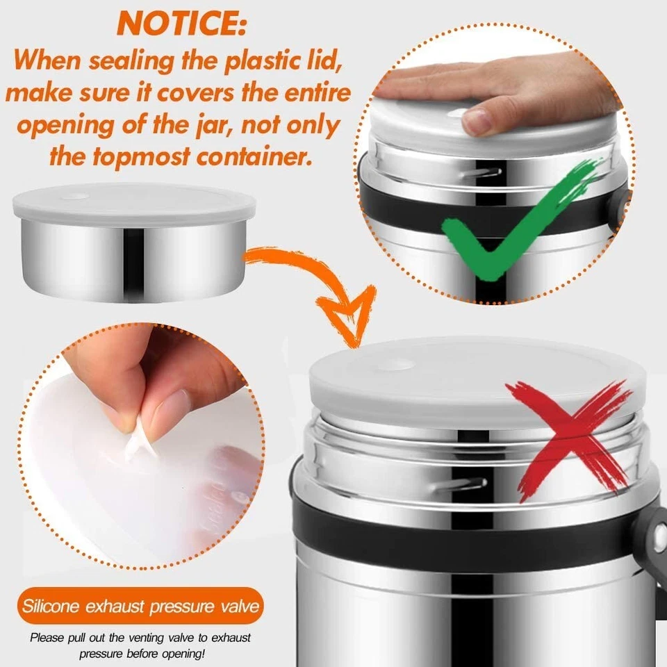 Termos Para Comida Grande 61 Oz Caliente Calentador De Portatil Acero Inoxidable Foto 3 de 4