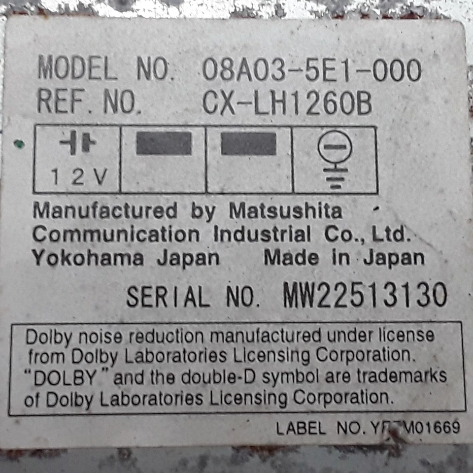 03 04 05 06 07 08 09 10 Honda кассетный плеер OEM 08A03-5E1-000 - Изображение 2 из 3