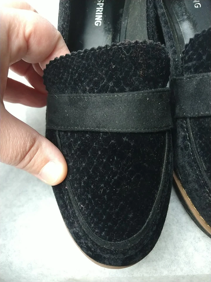 Call It Spring woman 7.5 shoes Black Microfiber Loafer Wedge Heel Flat Slide On - Image 3 of 4