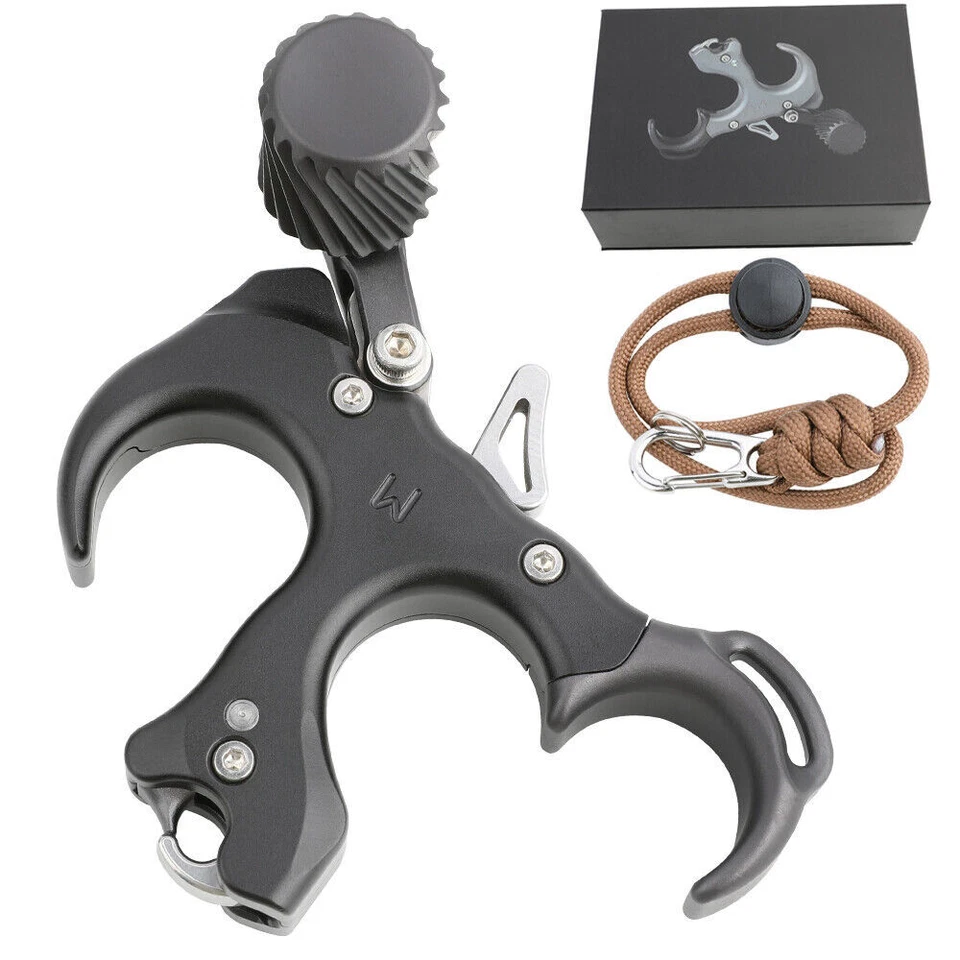 3 4 Finger Adjustable Archery Grip Compound Bow Release Aids Thumb Trigger RH LH - Image 3 of 4