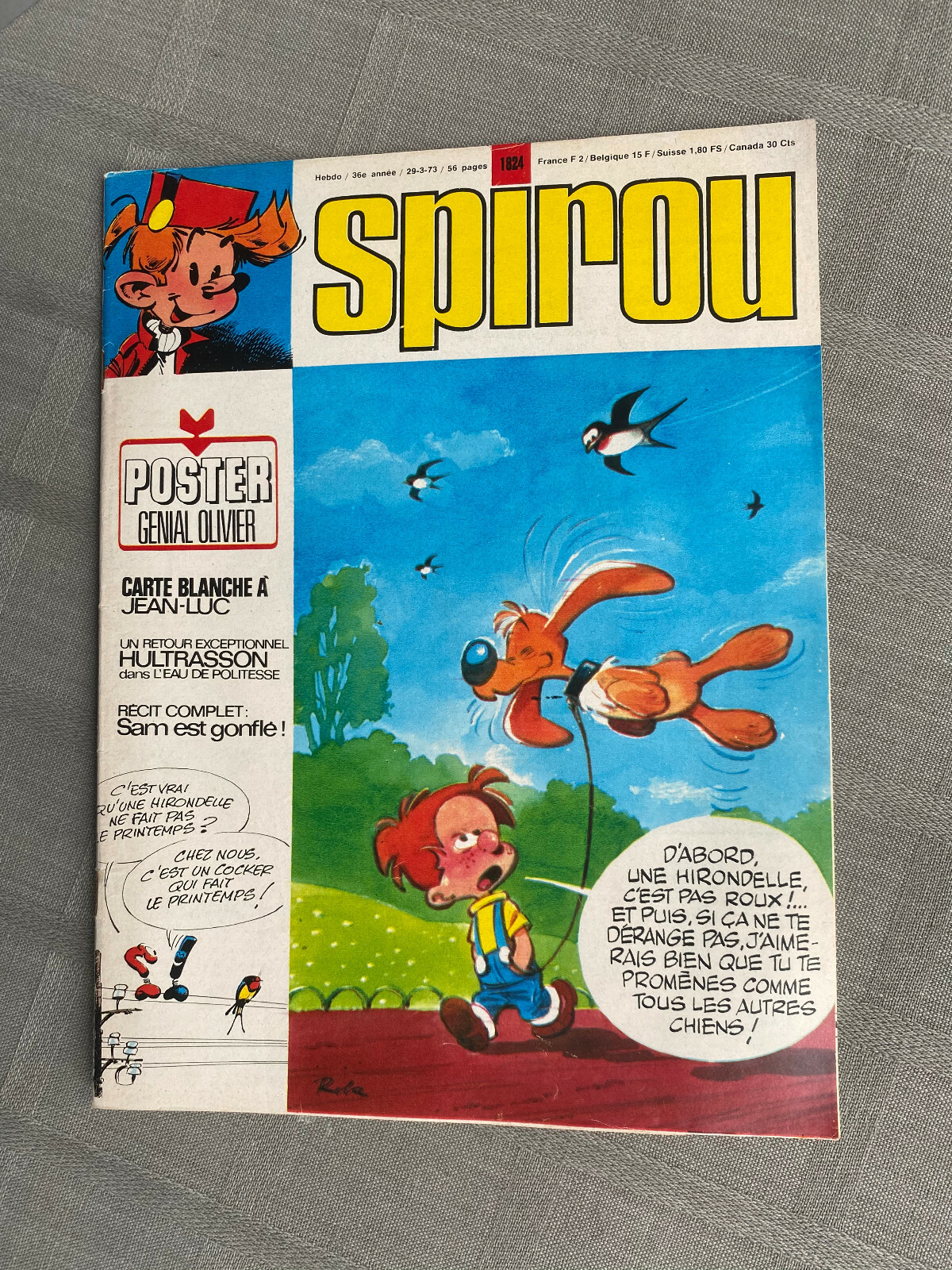 View Spirou No. 1824 Full Of His/Her Supplement to Be Sent Great Olive Condition