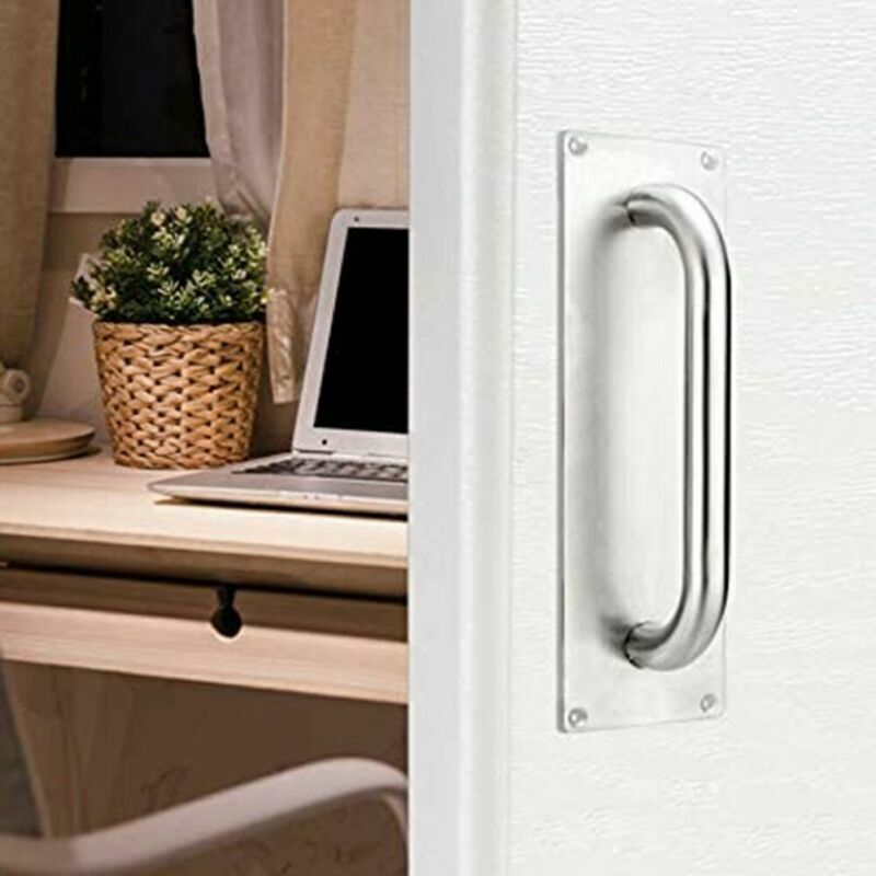 Bivethoi Stainless Steel Pull Push Door Plate Handle – 300x80mm (11.8x3.15"), Silver