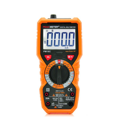 Peakmeter PM18C Multimeter True RMS 6000 Counts NCV Licht, Temp, K-Typ
