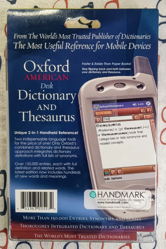 Handmark Oxford American Desk Dictionary & Thesaurus Palm OS Software New/Sealed - Image 2 of 2