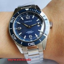 41mm CORGUET blue dial sapphire glass miyota Automatic mens watch ceramic bezel 