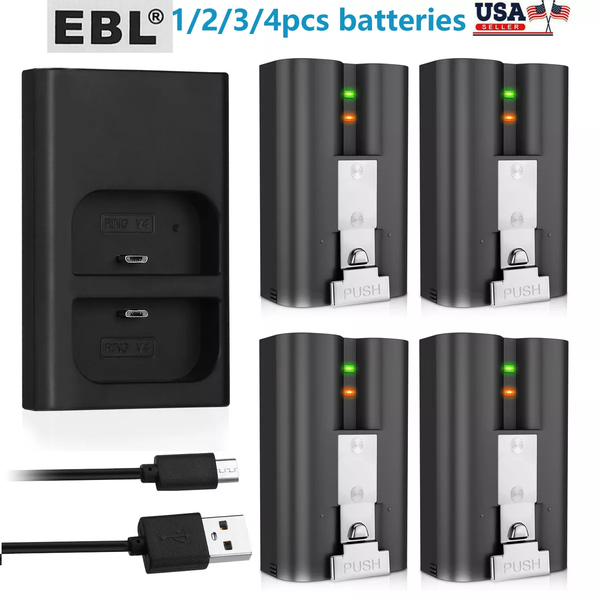 2-Pack Rechargeable Batteries for Video Doorbell 2 & Spotlight 8AB1S7  Camera with Dual Battery Charger - Walmart.com