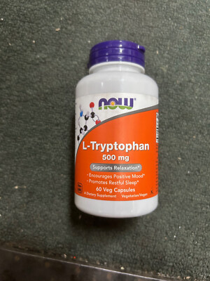 60 caps Now L-Tryptophan 500 mg Relaxation Mood Sleep Best By 4/2025