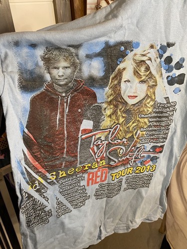 Taylor Swift Red Tour T-shirt W/ Ed Sheeran, No Tag With Flaws. Super Cool 🔥 - Picture 8 of 14