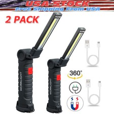 Rechargeable COB LED Slim Work Light Lamp Flashlight Inspect Folding Torch