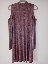 Brand Very Size 16 Cold Shoulder Bodycon Rib Knit Dress White and Brown NEW