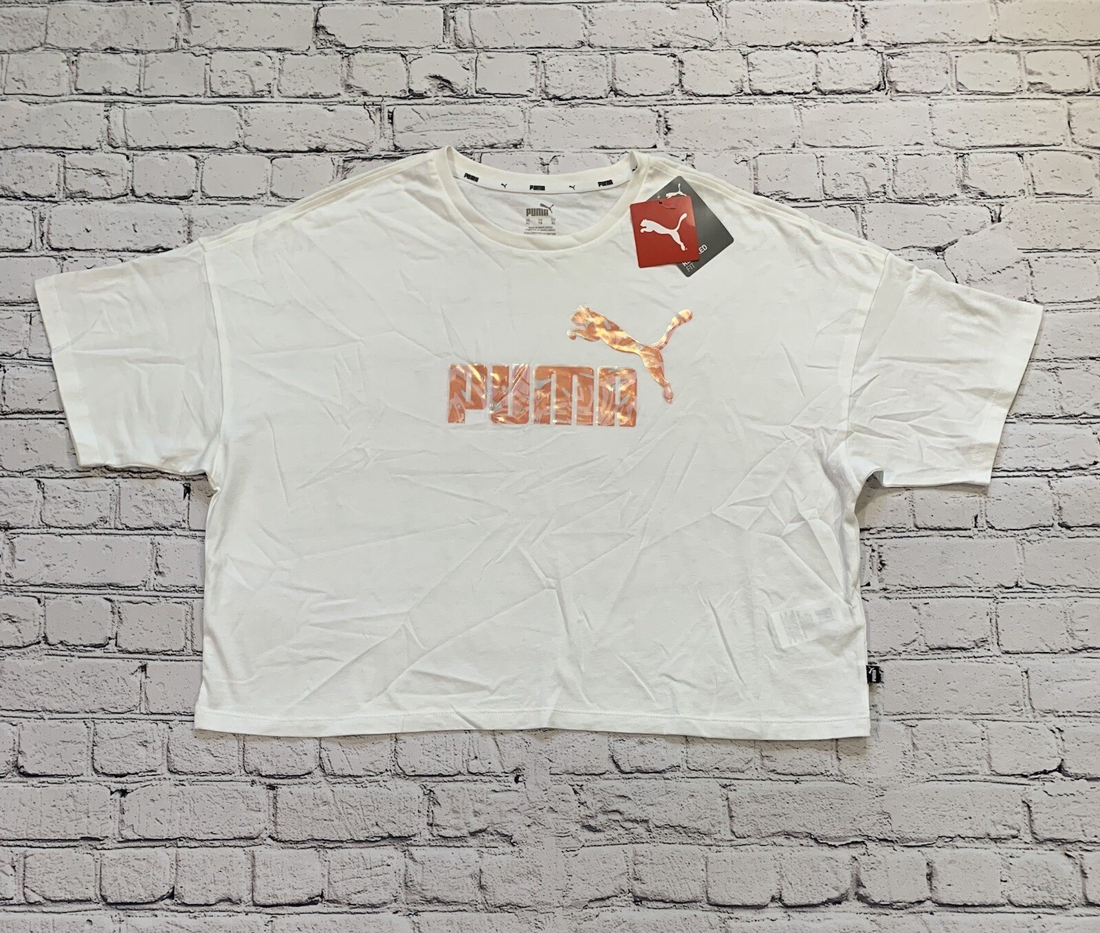 NWT Puma Floral Vibes White Cropped Women's Top Size XL