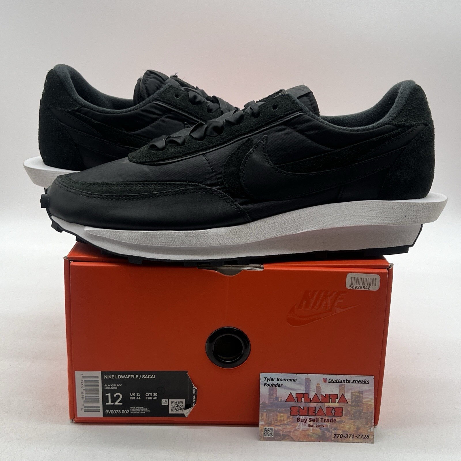 SACAI X NIKE Taglia 12 Nike sacai x LDWaffle Nylon Nero