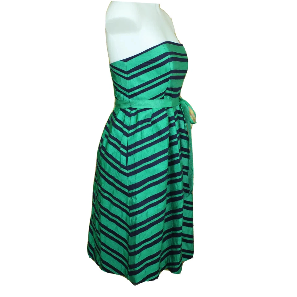 Vestido MOULINETTE SOEURS ANTHROPOLOGIE Verde Azul Rayas Sin Tirantes talla 2 Foto 2 de 4
