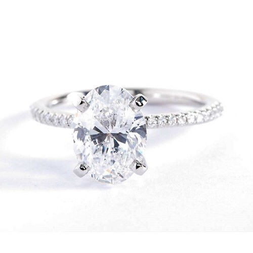 2.15 Carat Oval Cut Lab Created Diamond Engagement Ring 14K Solid White Gold 6 - Picture 1 of 7