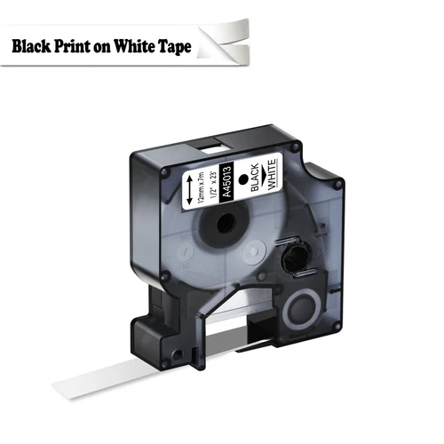 Ruban pour étiquettes 12mm x 7m compatible Dymo D1 Noir sur blanc 45013 S0720530