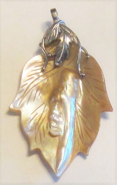 ABALONE SHELL LEAF NECKLACE PENDANT - image 8