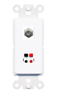RiteAV - Coaxial  & Speaker Jack 2 Port Wall Plate Decorative Rocker White