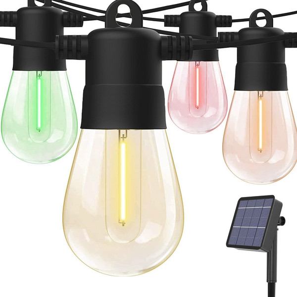 Cadena de luces con panel solar Recargable 10m multicolor efecto lluvia