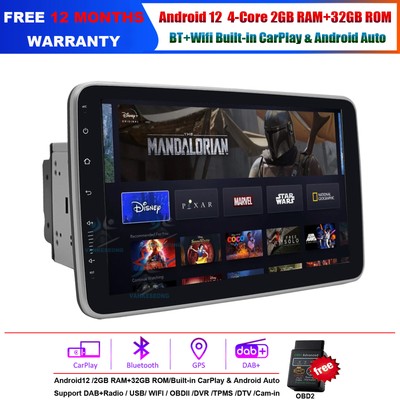 Doppel DIN 10,1'' Autoradio Radio Android Auto Carplay Bluetooth GPS Navigation