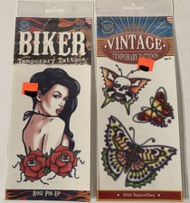 Vintage Looks 1960s Butterflies  Rose Girl Tattoo Costume Accessory LOT OF 2 