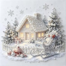 Pearl Diamond Painting Kits for Adults, Christmas House Diamond Art Kits DIY 3D