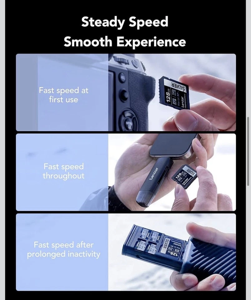 Lexar 128GB SD Card SILVER, up to 205Mb/S Read, 140Mb/S Write, SDXC UHS-I Memory - Image 3 of 4