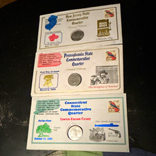1999 State Quarters 25C Partial Set NJ PA CT Business Strike Philadelphia
