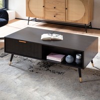 Couchtisch FineBuy Sofatisch 110X60 Cm Schwarz Eiche Wohnzimmertisch Stauraum