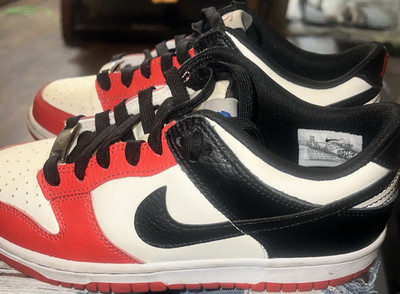 Nike Dunk Low White Red Black Leather Low Top Sneaker Men's Athletic Shoes