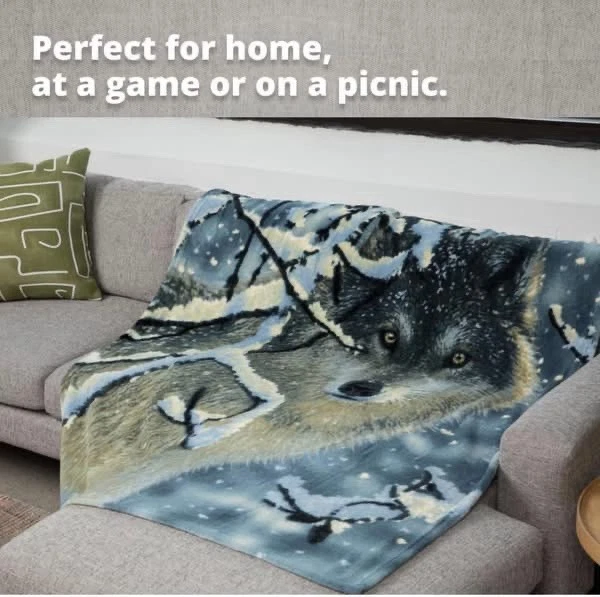 Dawhud Direct Lone Wolf Fleece Blanket for Bed 50x60 Wolf Fleece Throw for Kids - Image 3 of 4