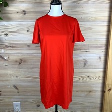 Ann Taylor Shift Dress 4P Red Flutter Sleeve Crew Neck Career