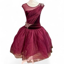 Weissman Burgundy Velvet Tulle Dance Costume Adult Small Lyrical Ballet Dress
