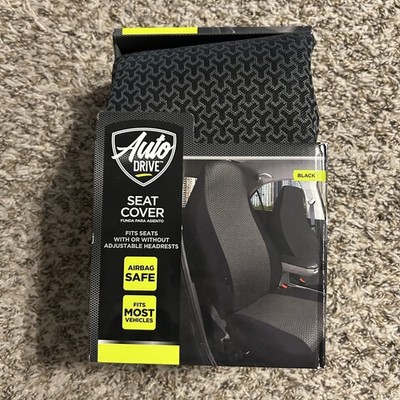 Auto Drive 2 Pack Car/Truck Seat Cover Set Black gray inside pattern 