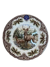 Royal Stafford Stag Deer Thanksgiving 8.25” Salad Side Plates Set of 4 New