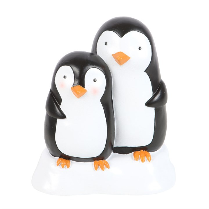Snuggle Season Resin Penguin Ornament. Christmas Decoration