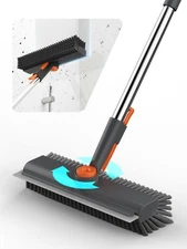 Floor Scrub Brush with Long Handle, 3 in 1 Multi-angle Swivel Right Angled Br...