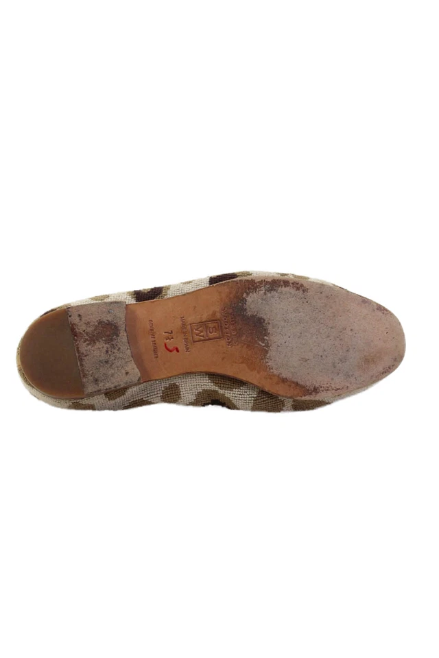 Stubbs & Wootton Mujer Tejido Estampado Animal Puntera Redonda Plano Beige Talla 7.5 Foto 4 de 4