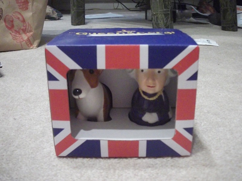Queen Elizabeth ll & Corgi dog Salt & Pepper Shakers