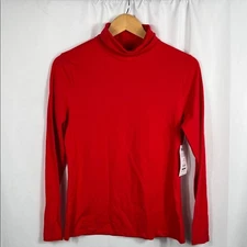 Vintage 90's Time and Tru Red Long Sleeve Turtleneck Top Women's Medium New Tags