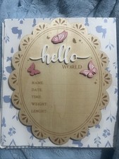 Baby Announcement Sign, Hello World Newborn SHE s HERE Sign Nursery Hospital